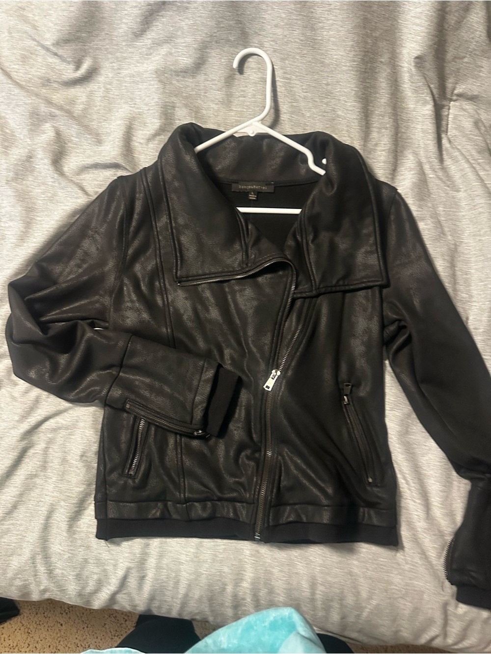 Dance & Marvel Black Faux Leather Asymmetrical Zip Jacket